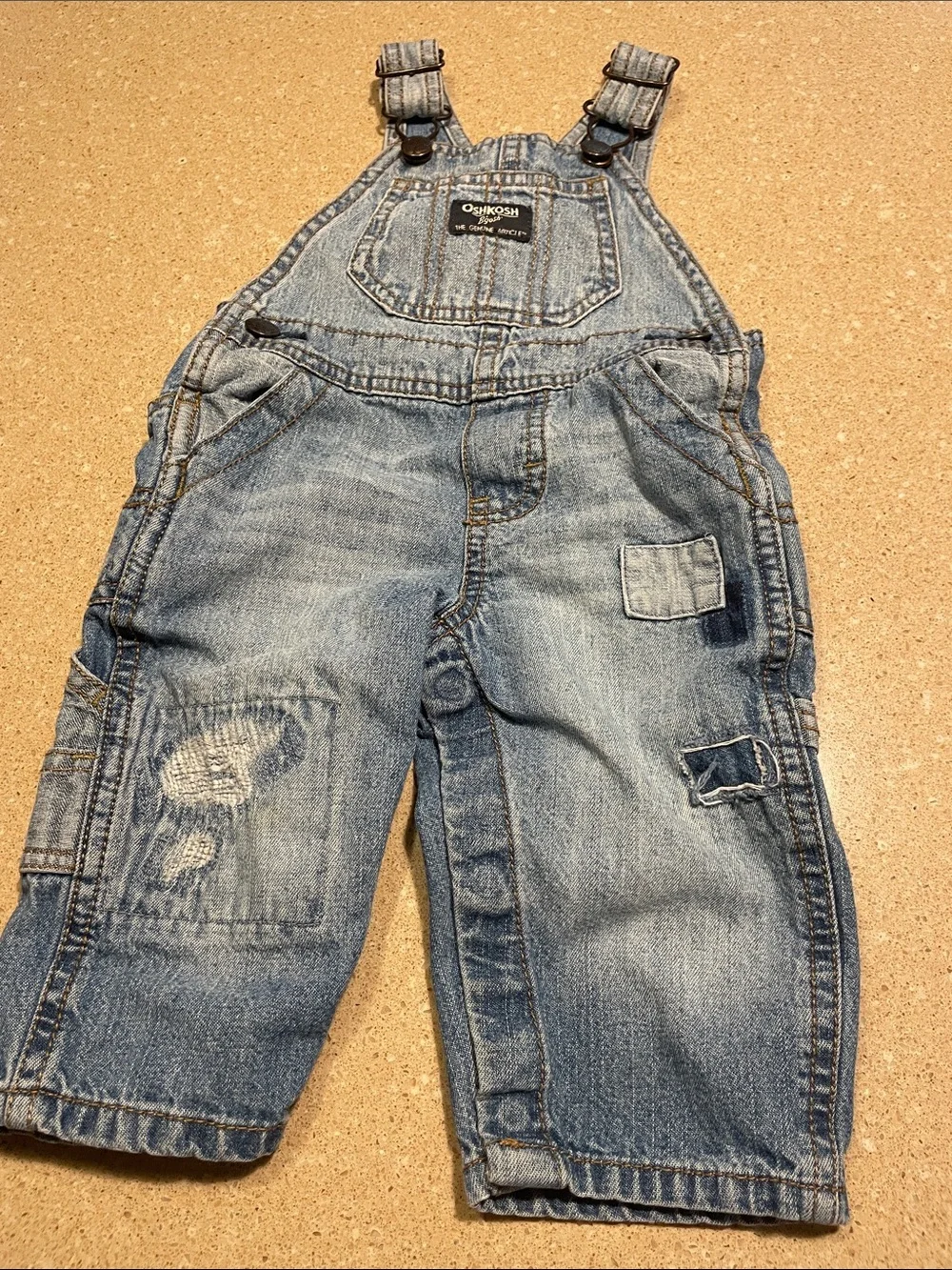 OshKosh B'gosh Distressed Light Blue Denim Overalls for Kids